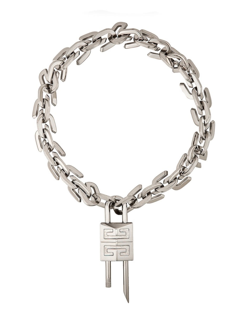 Givenchy Silver Padlock G Link Necklace